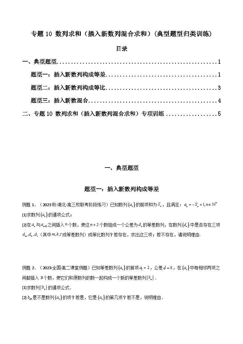 【专项复习】高考数学专题10 数列求和（插入新数列混合求和）（题型训练）.zip01