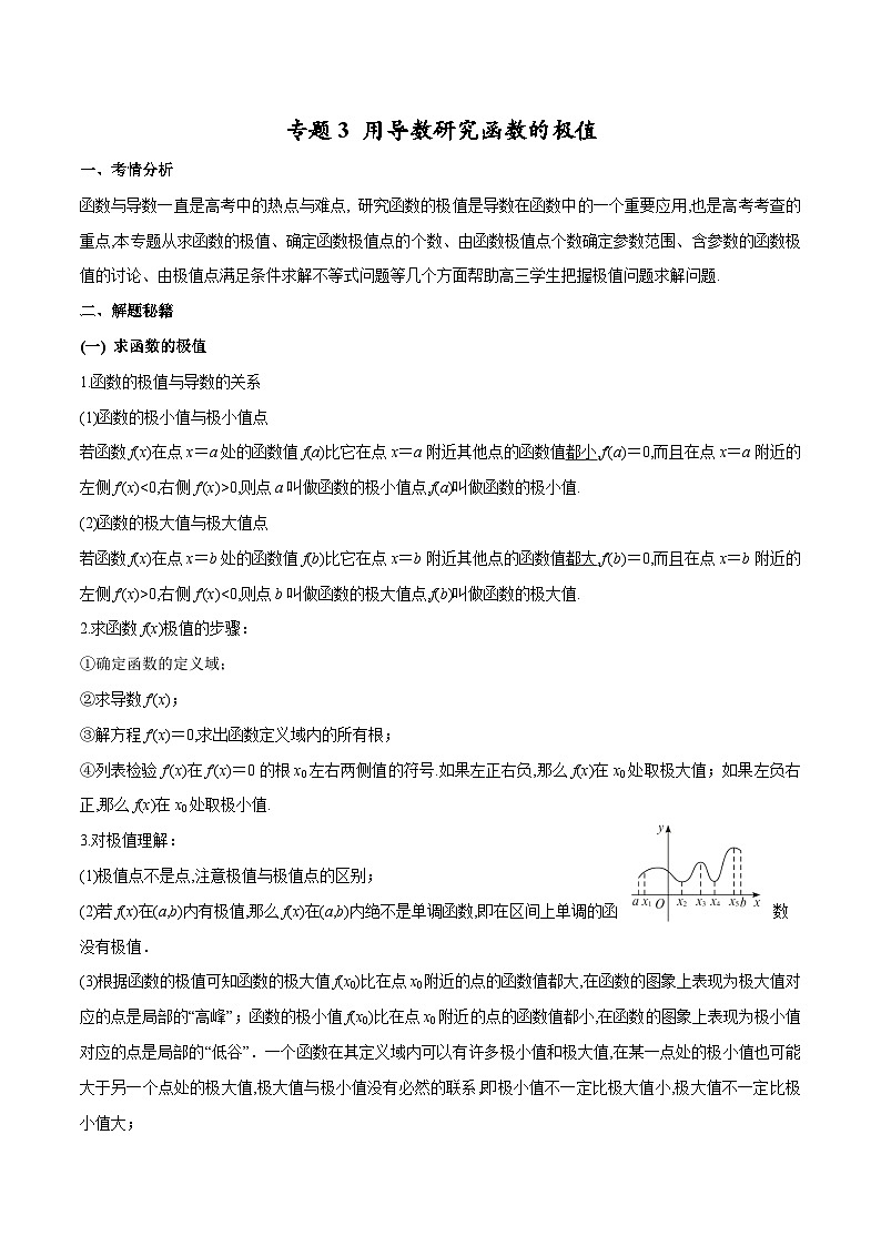 【专题复习】高考数学 专题3  用导数研究函数的极值（解析版）第1页