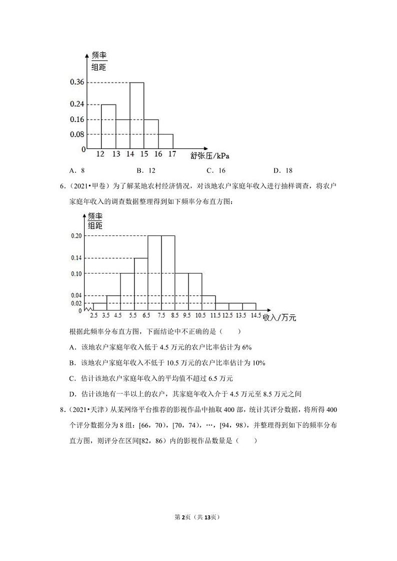 备战2024高考之小题大做 “九省联考”高考真题基础训练 统计02