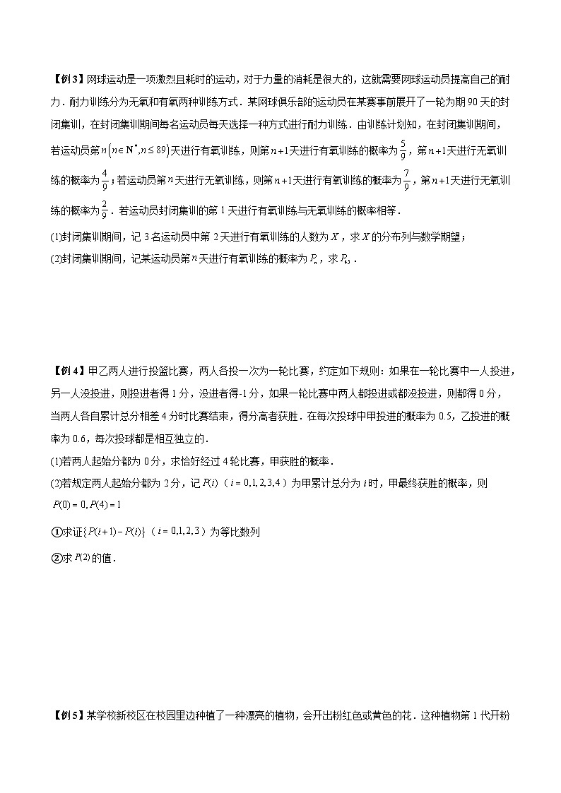 【二轮复习】高考数学考点7-2 递推方法计算概率与一维马尔科夫过程（数列与概率结合）（原卷版）第3页