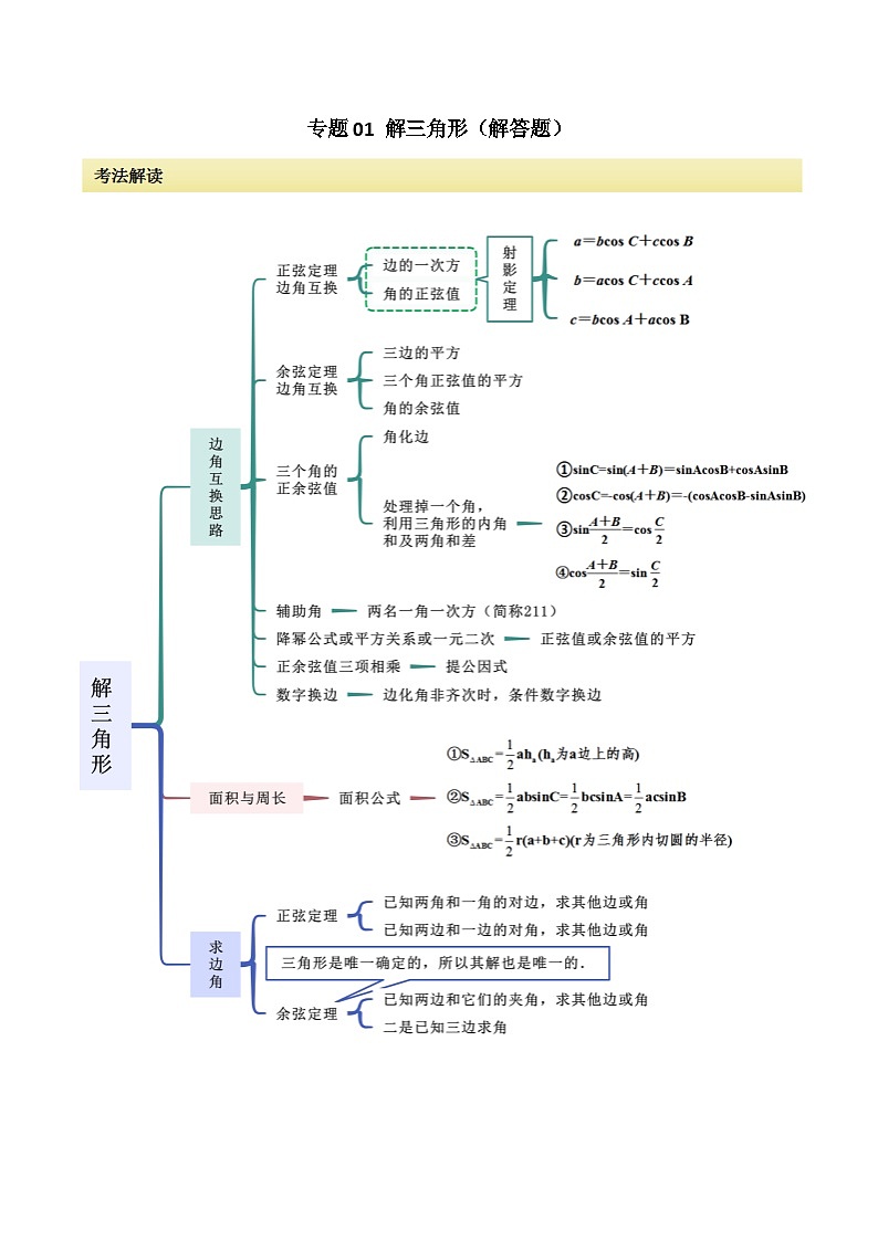 【二轮复习】高考数学 专题01 解三角形（考点精讲）（解析版）第1页