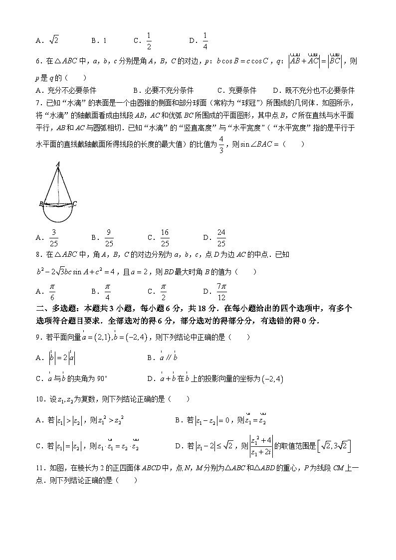 建省厦门双十中学2023-2024学年高一下学期5月期中考试数学试题(无答案)02