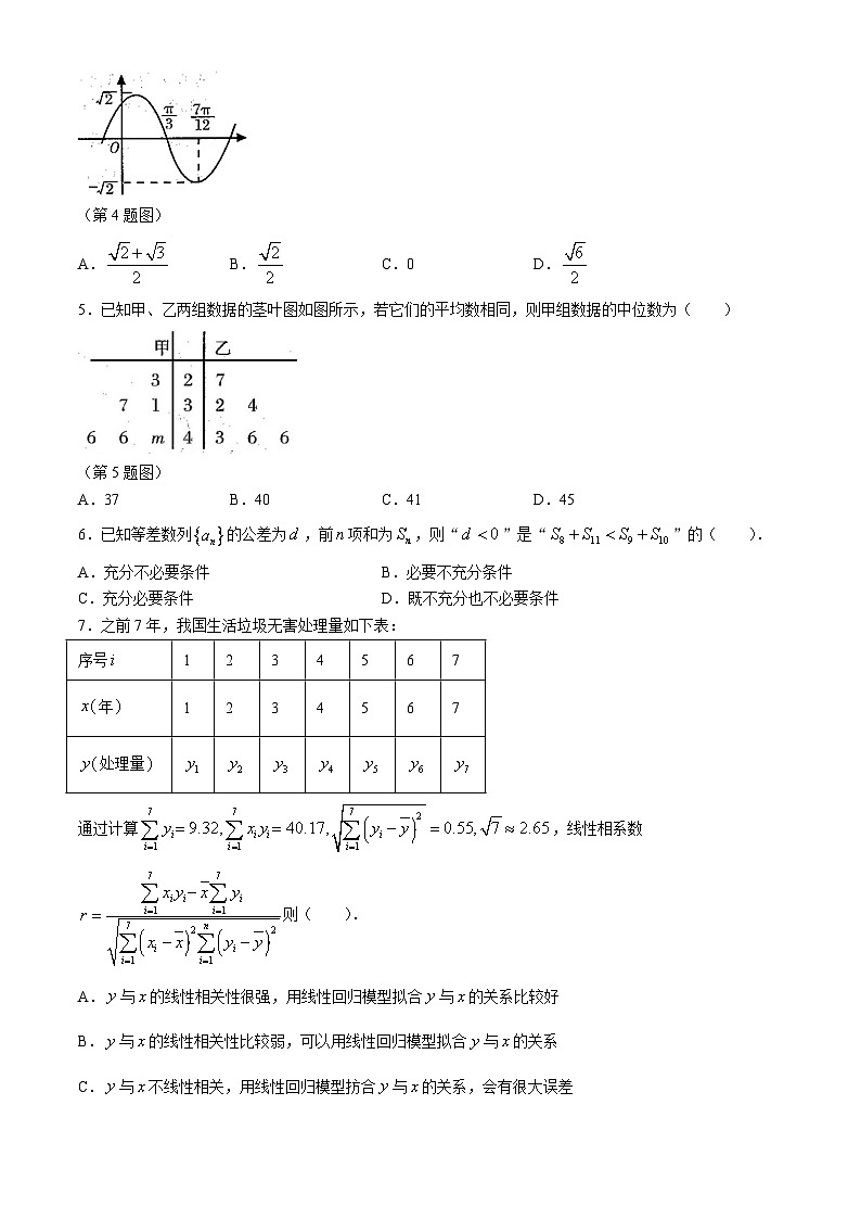 陕西省西安八校2024届高三下学期联考文科数学试题02