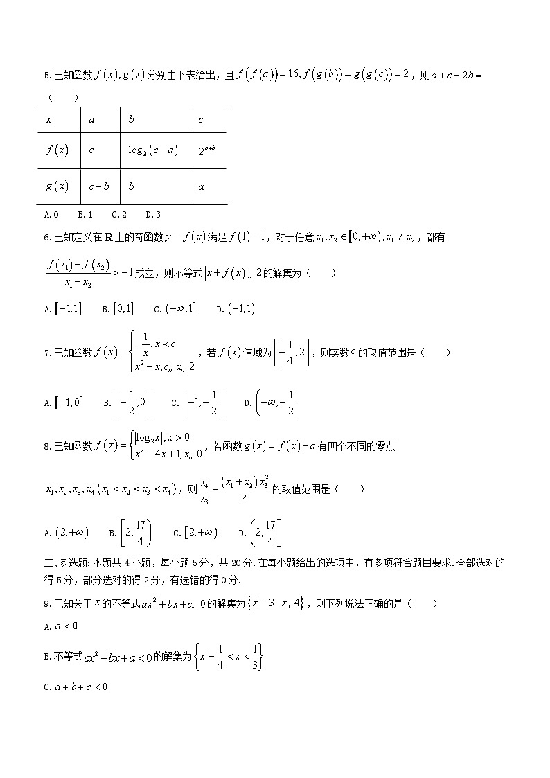 安徽省阜阳市2023_2024学年高一数学上学期12月二调期中试题含解析02