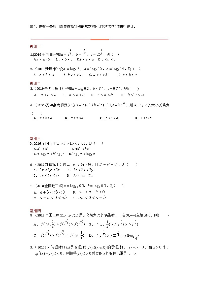 高考数学易错题精编  易错点05  比较大小（学生版）第2页