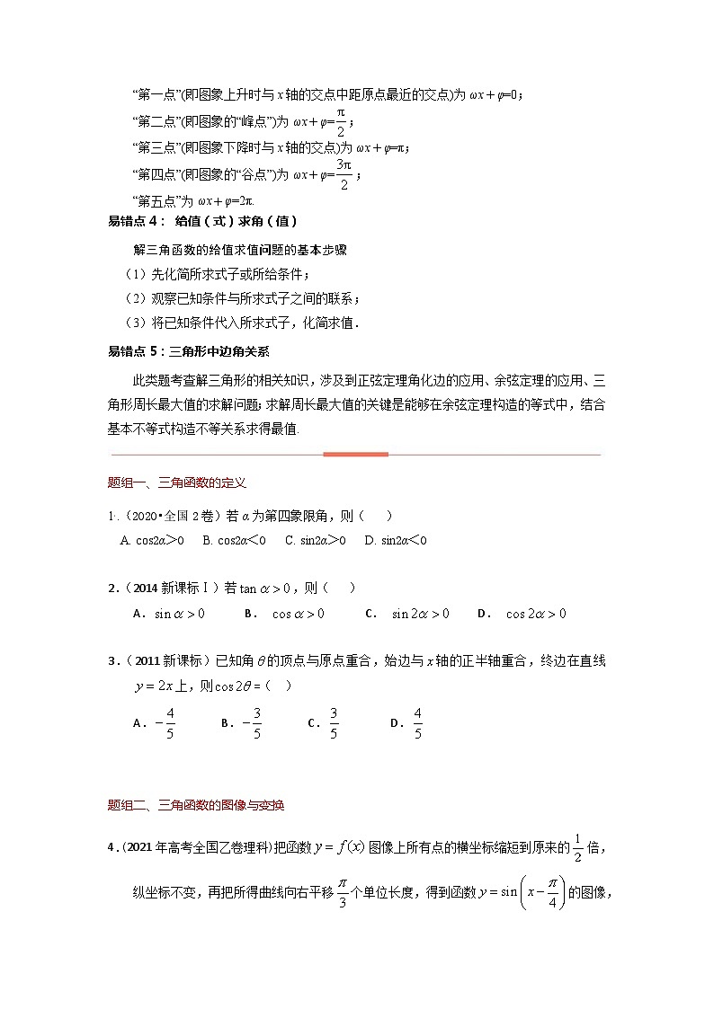 高考数学易错题精编  易错点08  三角函数与解三角（学生版）第2页
