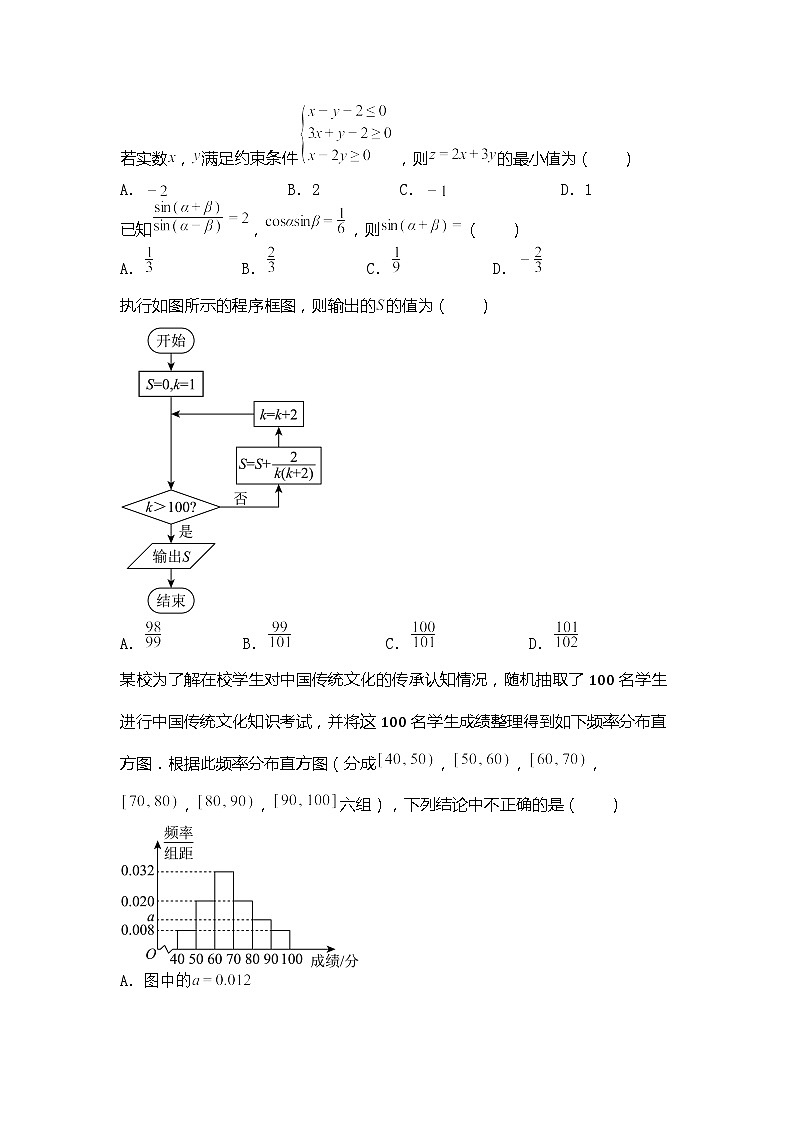 2024年高考押题预测卷【全国卷02】文科数学第2页