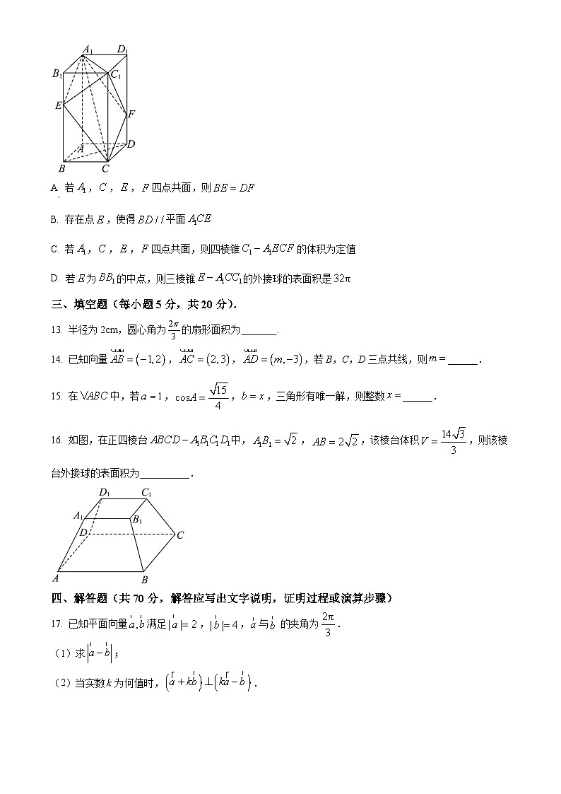 2024南宁二中高一下学期4月期中考试数学含解析第3页