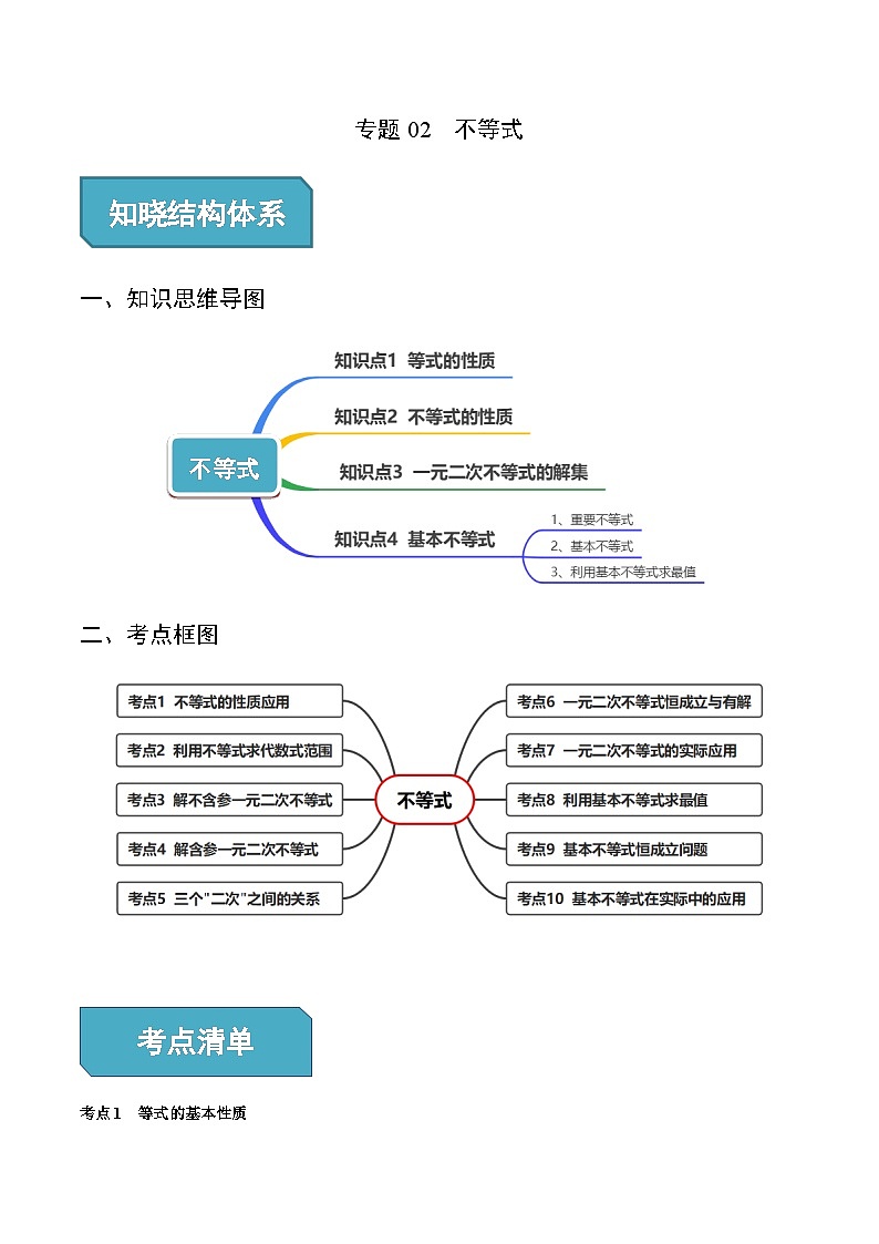 专题02 不等式（解析版）第1页