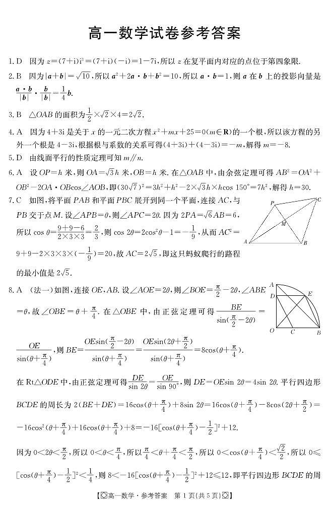 吉林省八校2023-2024学年高一下学期5月期中考试数学试卷（PDF版附解析）第3页