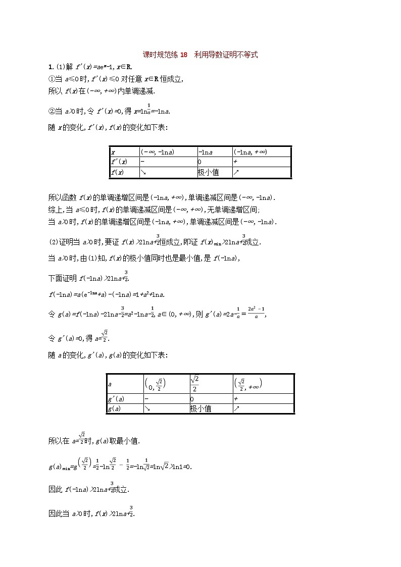 2025届高考数学一轮总复习第四章一元函数的导数及其应用课时规范练18利用导数证明不等式第3页