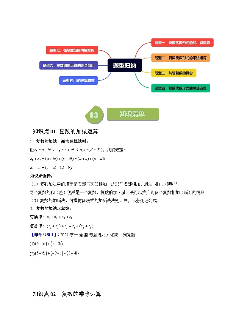 2023-2024学年高一数学下册同步学与练（苏教版）-12.2 复数的运算（七大题型）（原卷版）第2页