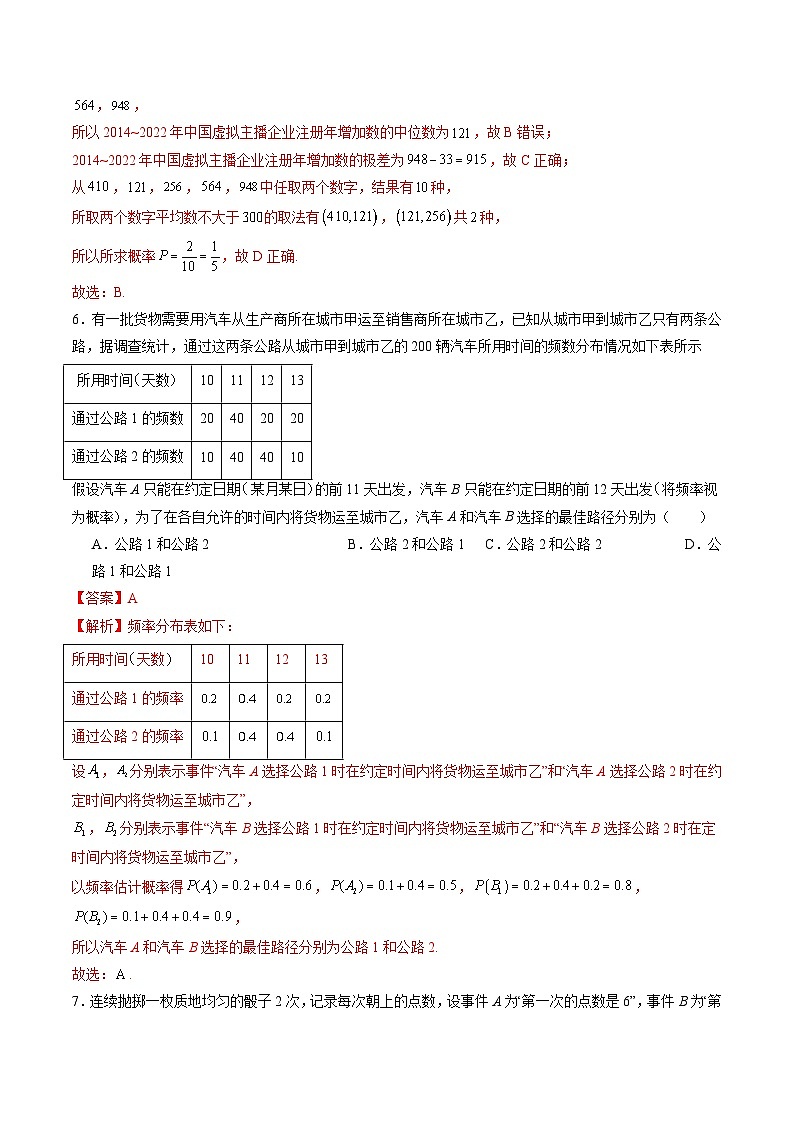 2024年高一数学下册（苏教版）-第15章 概率单元综合能力测试卷（原卷版+解析版）03