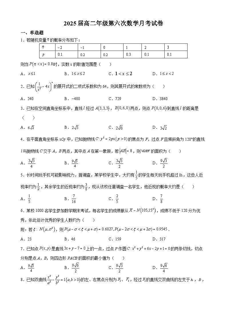 江西省宜春市上高二中2023-2024学年高二下学期3月月考数学试题01