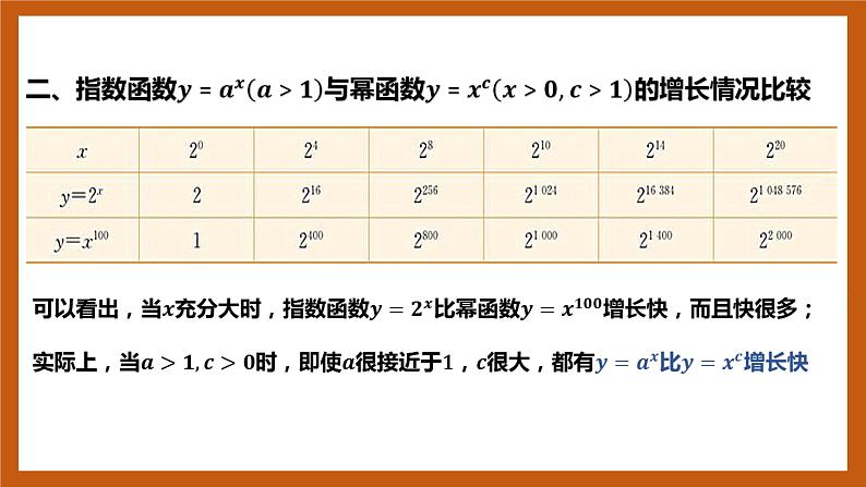 北师大版数学高一必修第一册 4.4 指数函数、幂函数、对数函数增长的比较 课件04