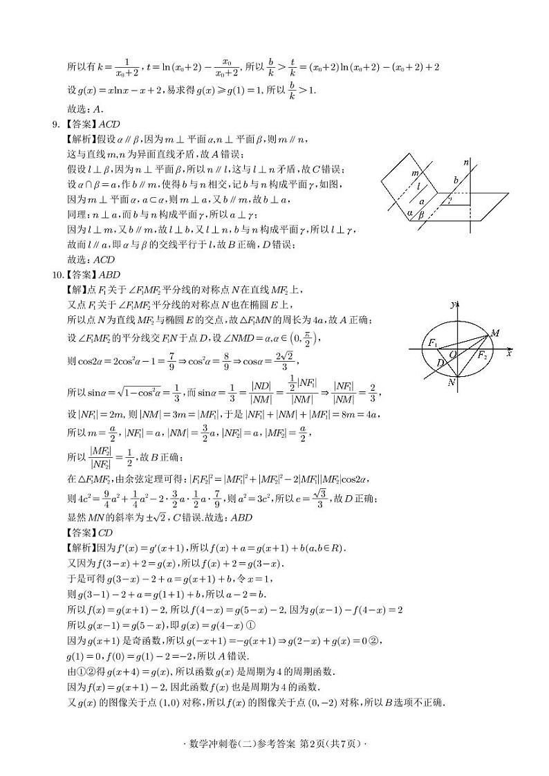 2024年广州市普通高中毕业班冲刺训练题(二)参考答案(定稿)第2页
