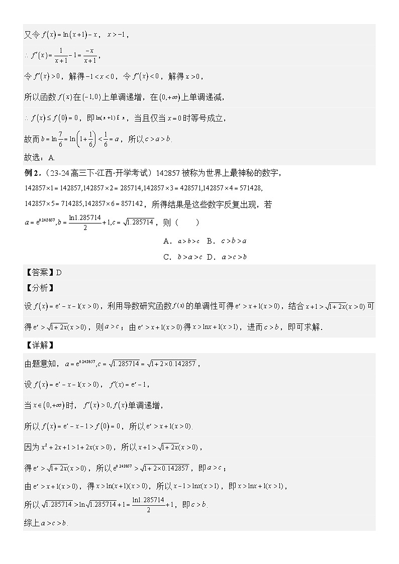 专题11 导数在研究不等式的创新应用（讲义）-【压轴】2024高考数学二轮复习函数与导数压轴题03