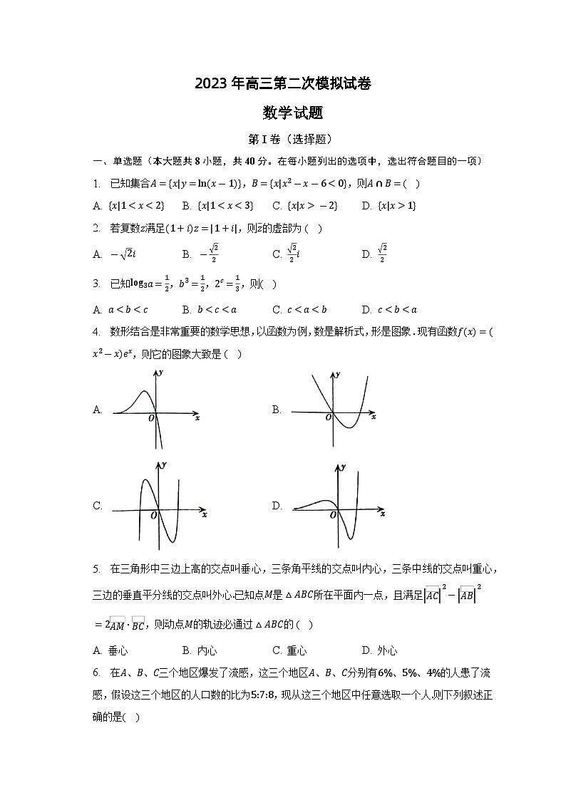安徽省滁州市定远县育才学校2023届高三下学期第二次模拟数学试题（解析版）01