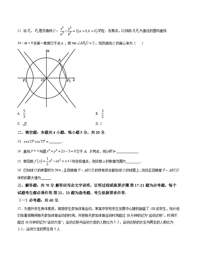2024年高考压轴卷——数学（文）试题（全国甲卷） Word版含解析第3页