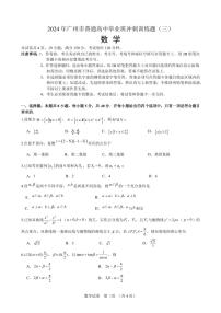 2024年广州市普通高中毕业班高三下学期冲刺训练题数学试题（三）