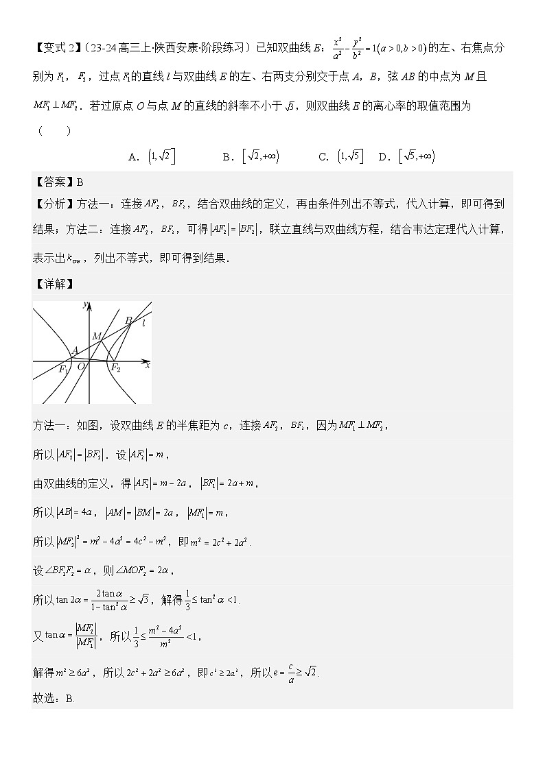 微重点10 离心率的范围问题（3大考点+强化训练）-2024年高考数学重难点培优精讲（新高考专用）03