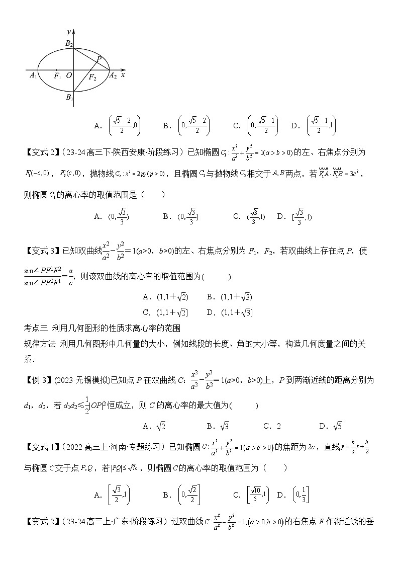 微重点10 离心率的范围问题（3大考点+强化训练）-2024年高考数学重难点培优精讲（新高考专用）03