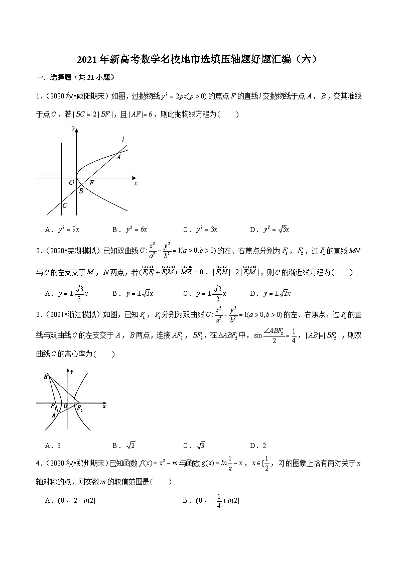 2021年新高考数学名校地市选填压轴题好题汇编（六）（原卷版+解析版）01