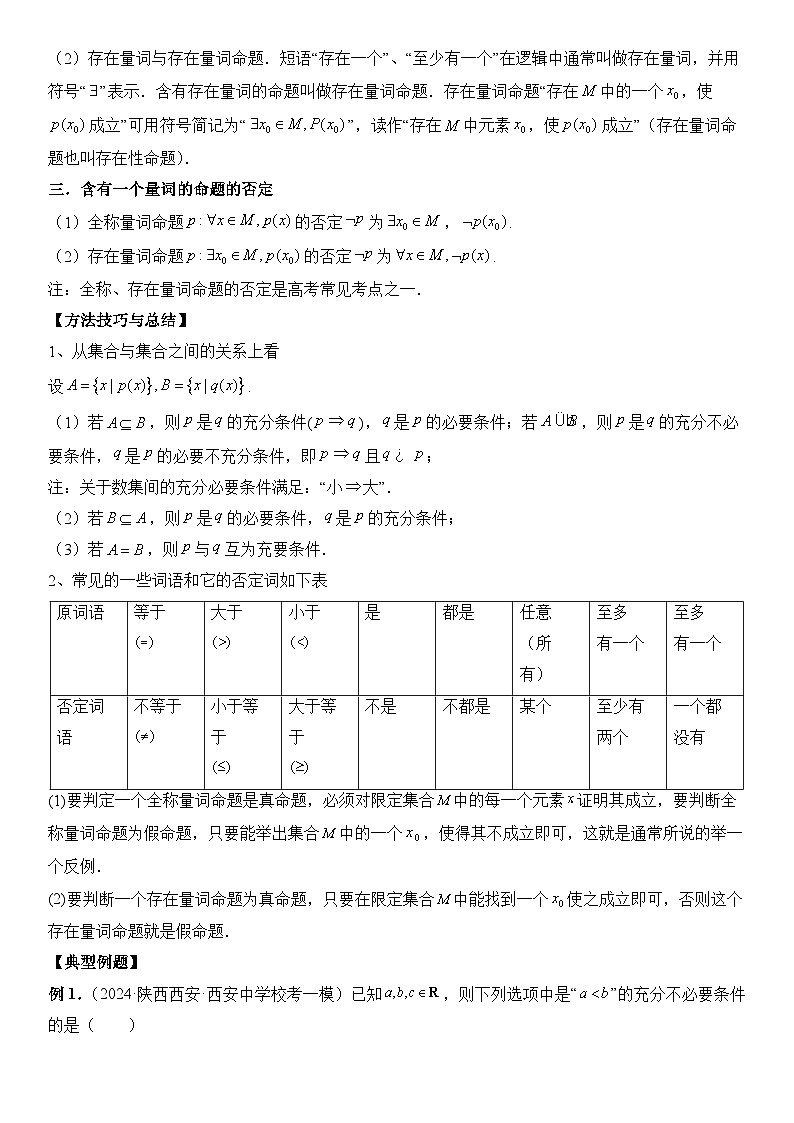 专题02 常用逻辑用语  -2024年新高考数学艺术生突破90分精讲02