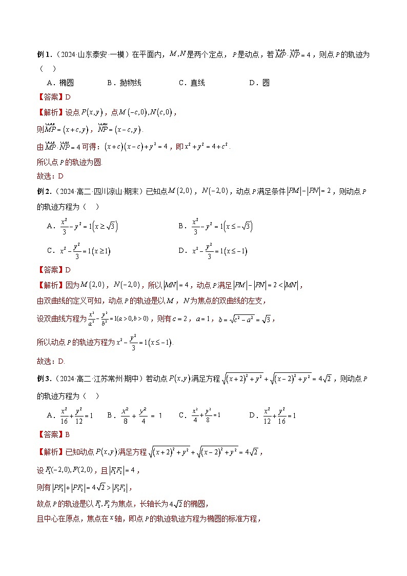 专题37 圆锥曲线重点常考题型之轨迹方程 -2024年新高考数学艺术生突破90分精讲02