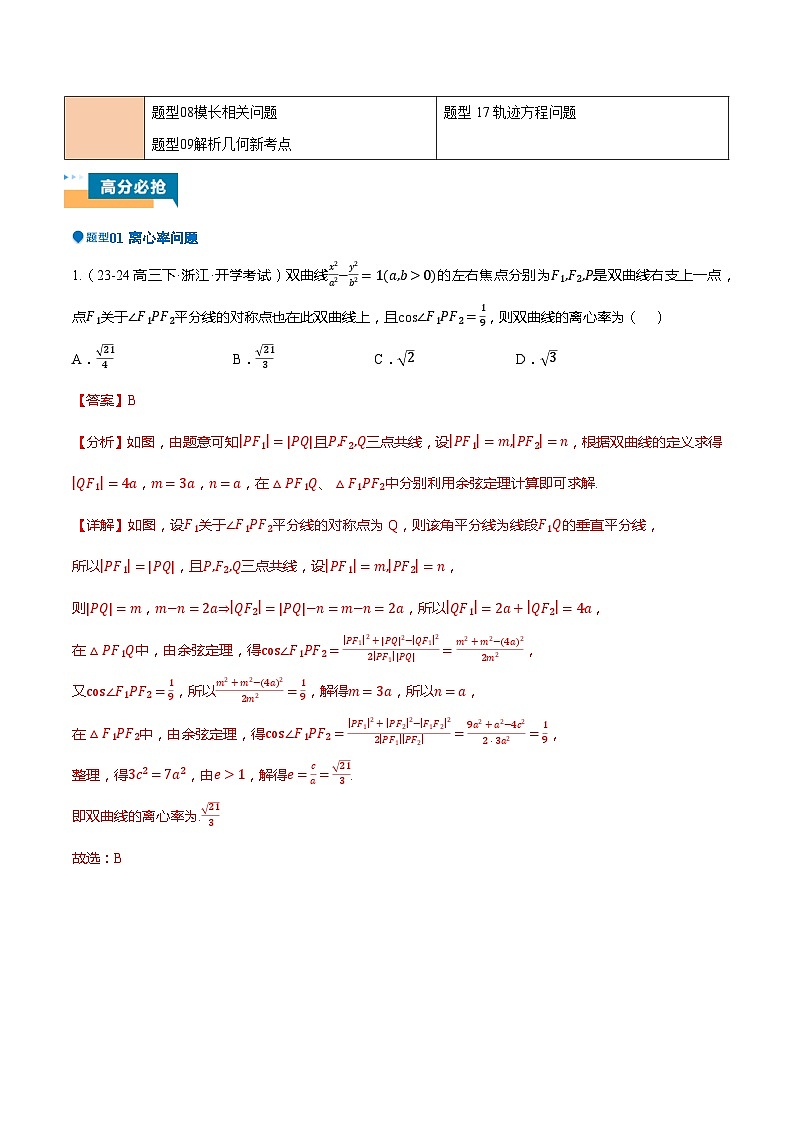 压轴题02 圆锥曲线压轴题17题型汇总-2024年高考数学压轴题专项训练（新高考通用）02