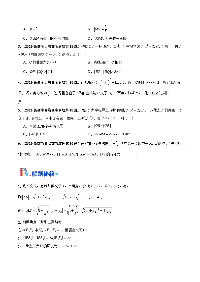 押新高考第11题 圆锥曲线综合（原卷版）第2页