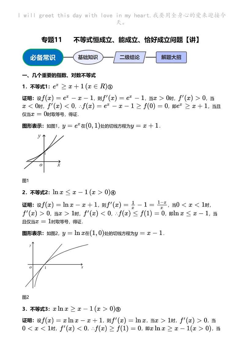 高考数学压轴题全攻略专题11 不等式恒成立、能成立、恰好成立问题【讲】第1页