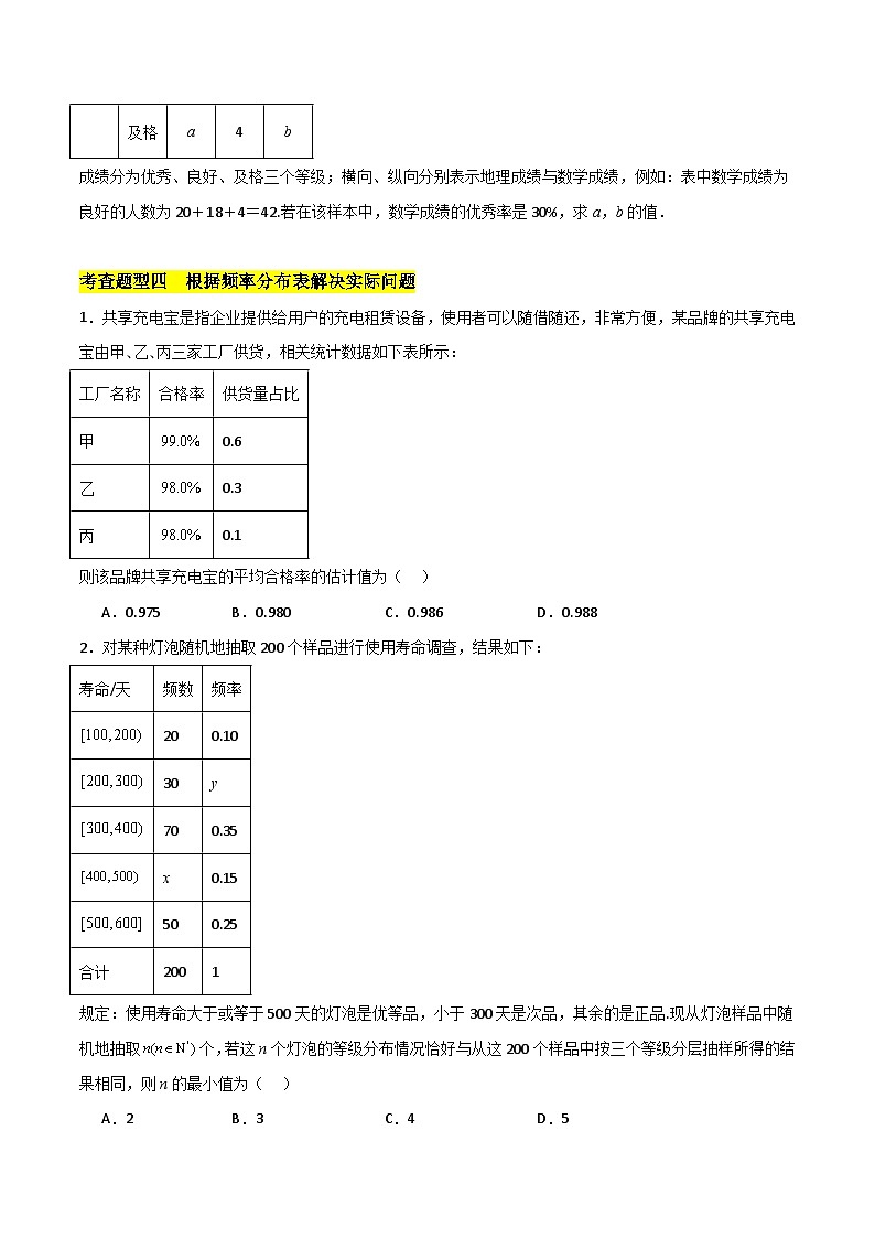 北师大版数学高一必修第一册 3.1 从频数到频率 分层练习03