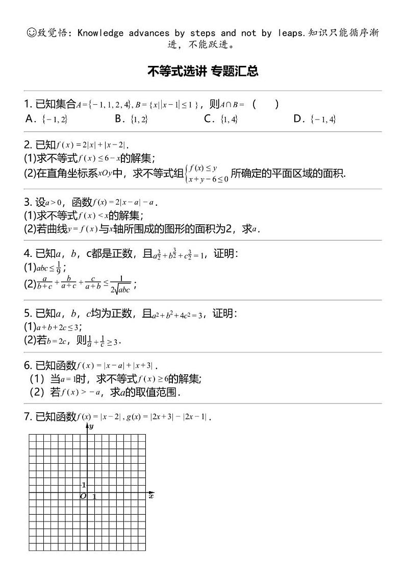 2024高考冲刺数学最热30题 不等式选讲 专题汇总第1页