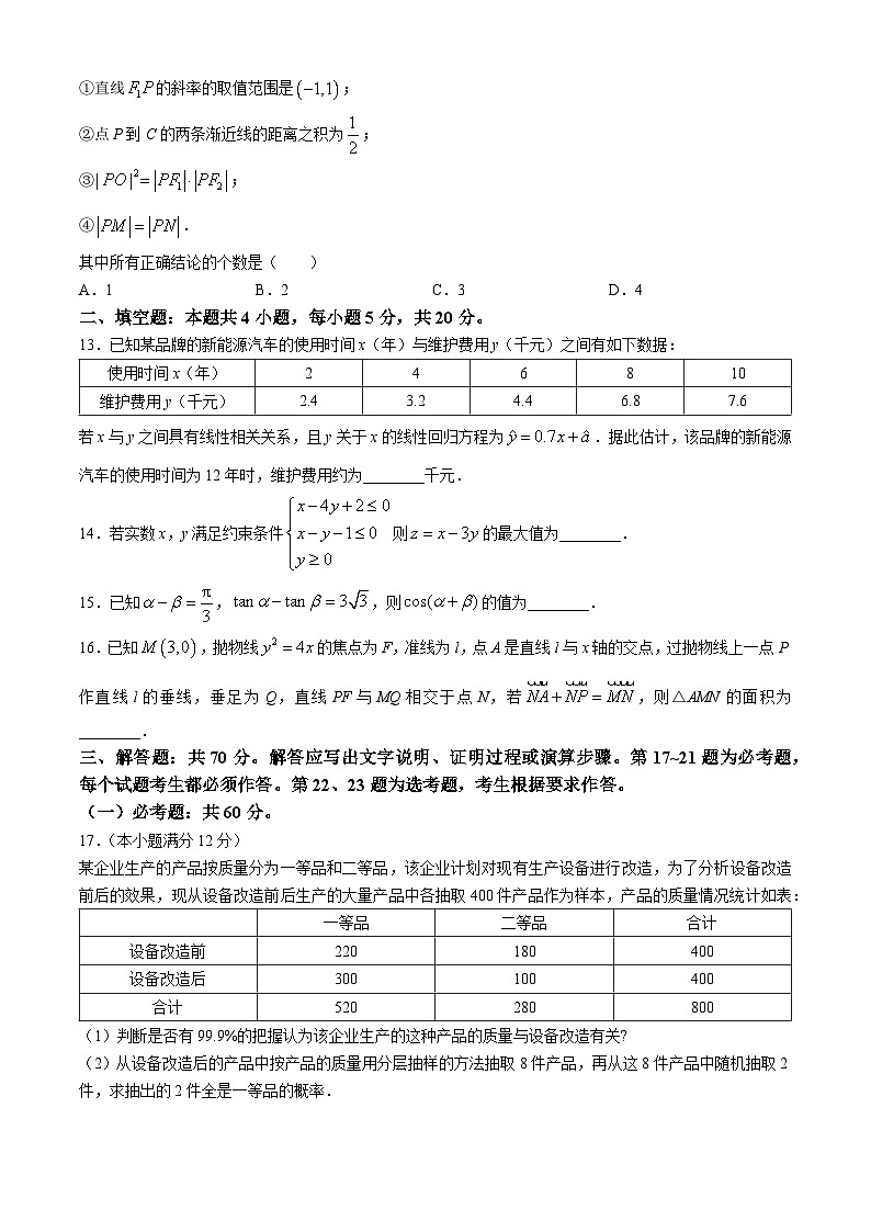 陕西省铜川市王益中学2024届高三下学期高考猜题信息卷（二）文科数学试题第3页