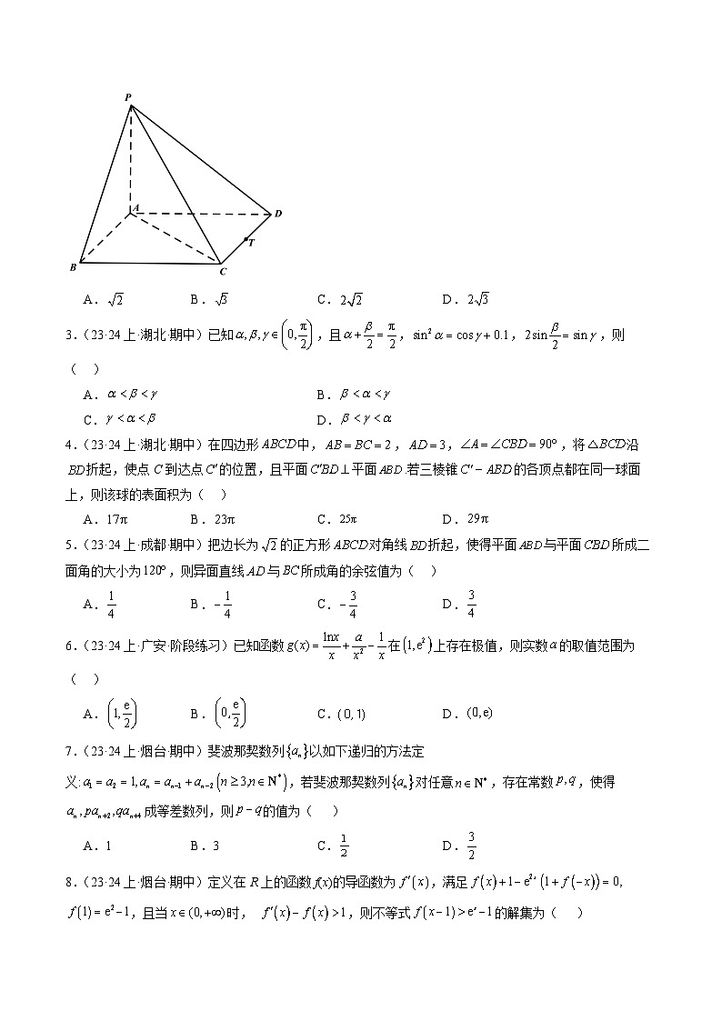 2024年新高考地区数学名校地市选填压轴题好题汇编（九）（原卷版）第2页