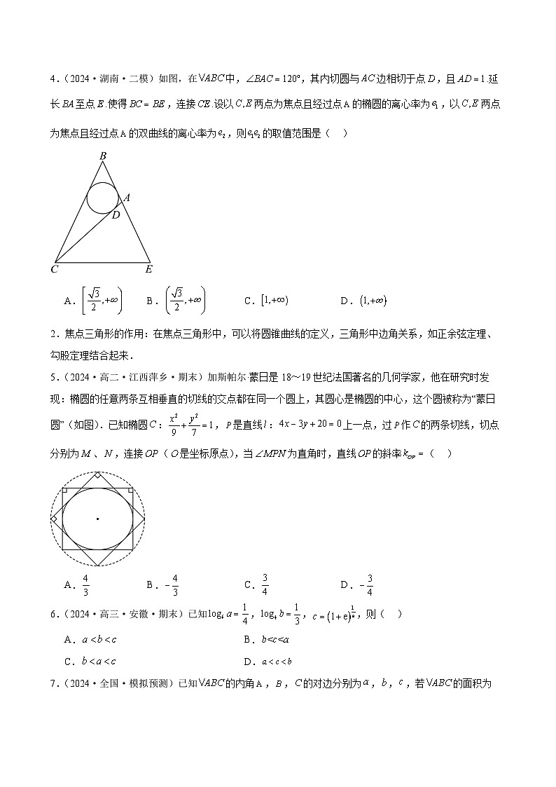 2024年新高考地区数学名校地市选填压轴题好题汇编3202
