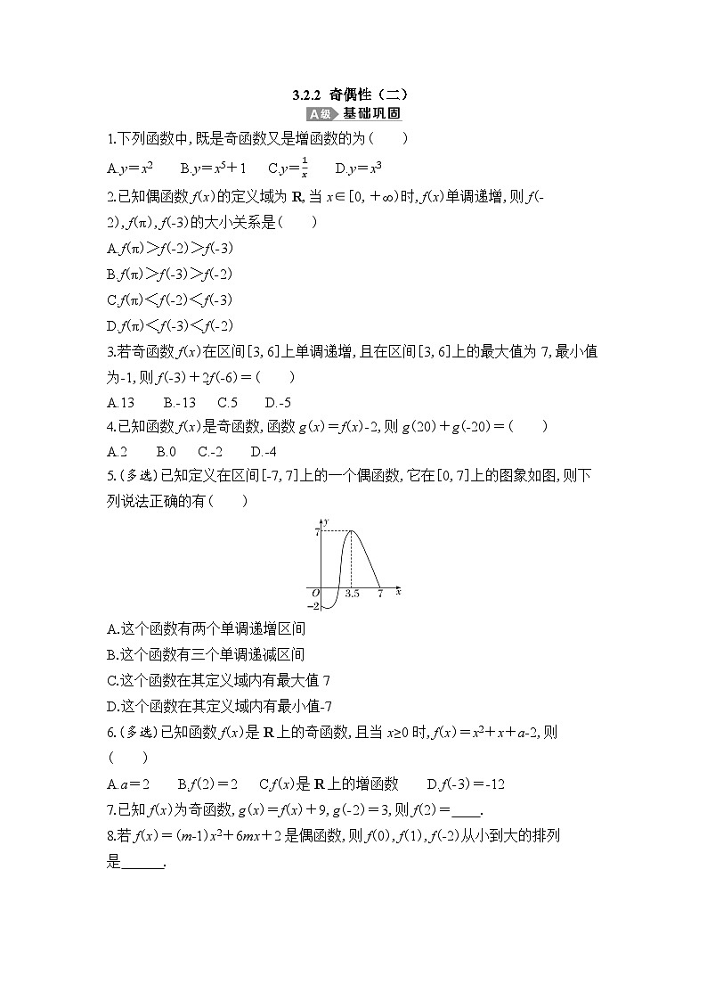 新人教A版 高中数学必修第一册 3.2.2《奇偶性(二)》专题练习（附答案）01