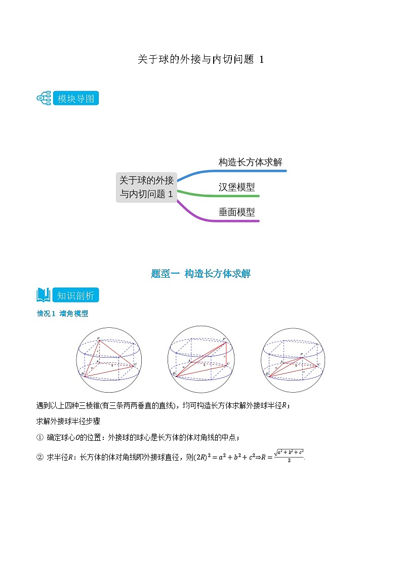 2024年高中数学(必修第二册)精品讲义专题关于球的外接与内切问题1(学生版+解析)第1页