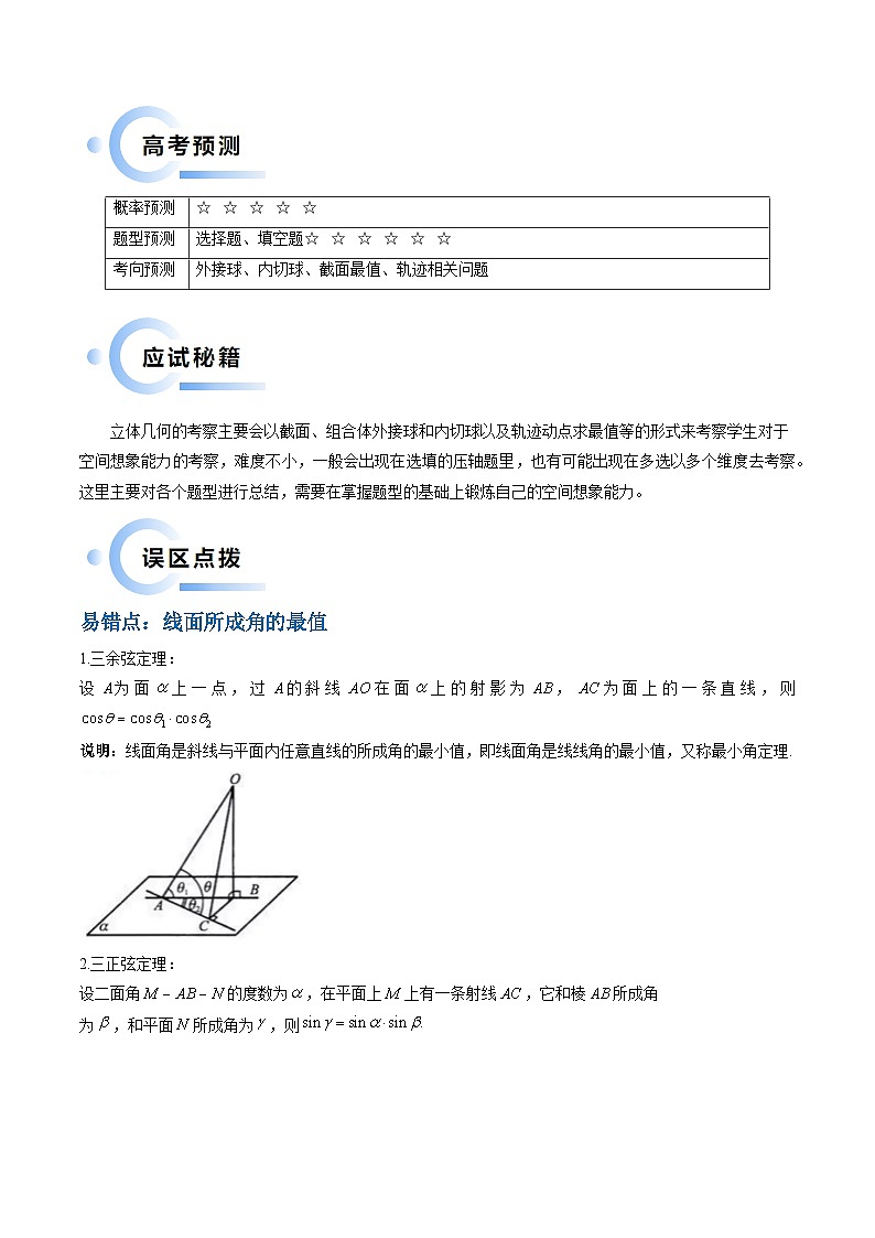 通关秘籍05 几何小题-截面与球（易错点+七大题型）（原卷版）-备战2024年高考数学抢分秘籍（新高考专用）第2页