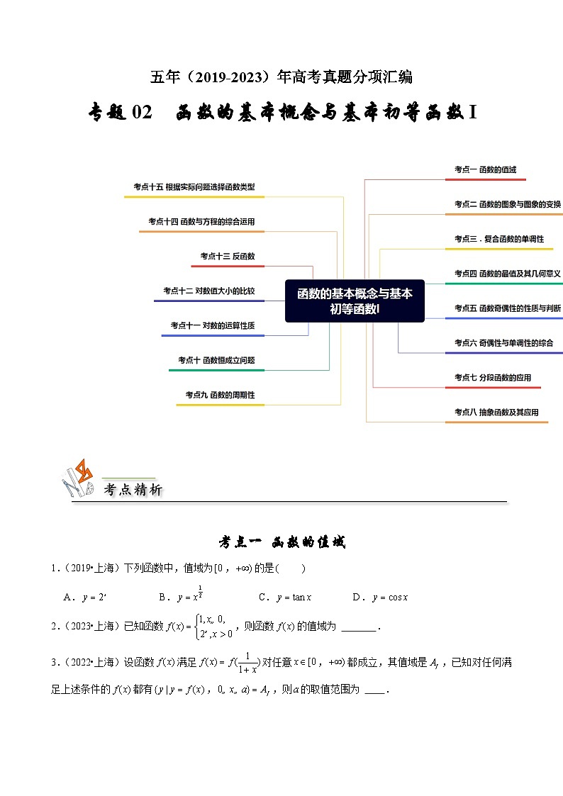 备战2024年高考数学真题分项汇编(新高考通用)专题02函数的基本概念与基本初等函数(原卷版+解析)01