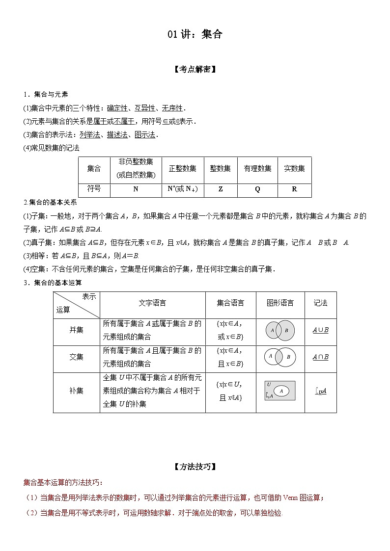 解密01 集合(原卷版）第1页