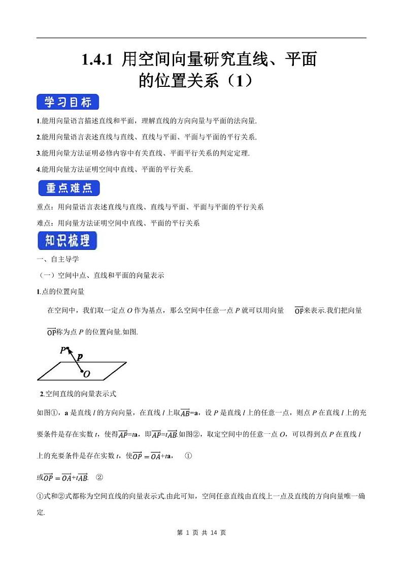 （预习课）2024年高中数学高二暑假讲义07 用空间向量研究直线 平面的位置关系（原卷版+教师版）01