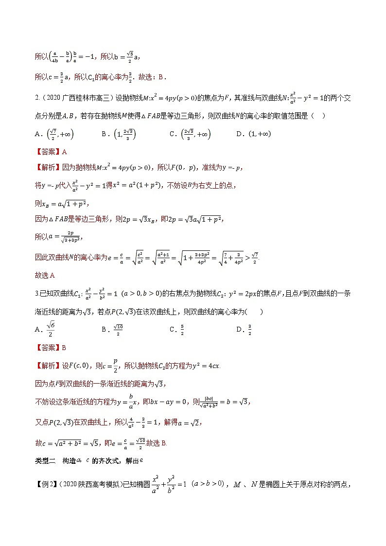 专题5.1 求解曲线的离心率的值或范围问题-【玩转压轴】突破高考数学选择和填空题精讲03