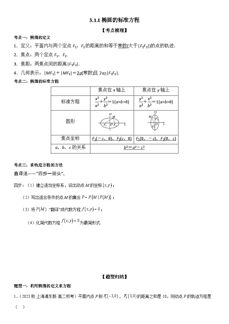 3.1.1椭圆的标准方程 （原卷版+解析版）01