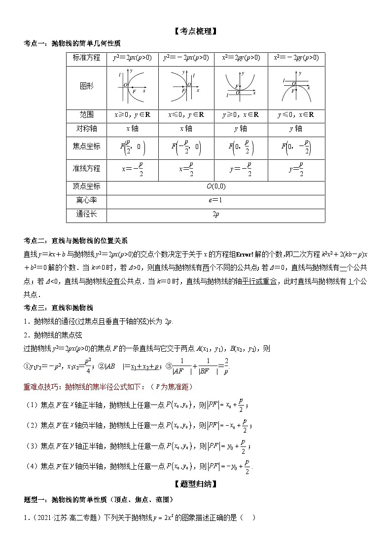 3.3.2抛物线的简单几何性质 （原卷版）第1页