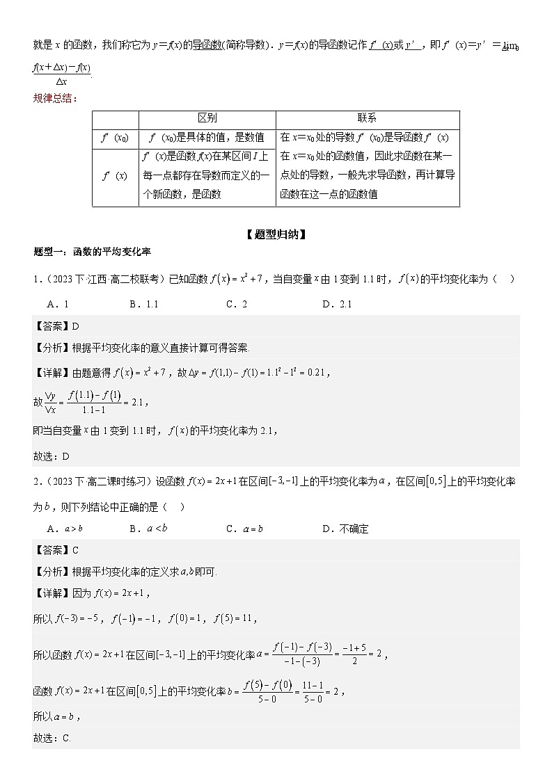5.1导数的概念 （原卷版+解析版）02