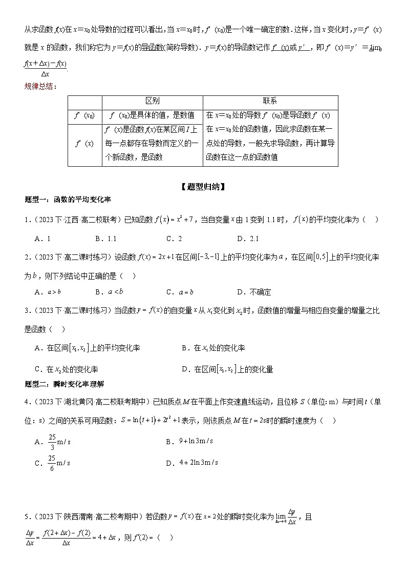 5.1导数的概念 （原卷版+解析版）02