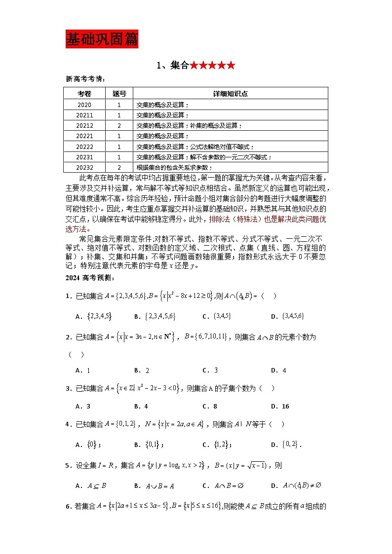 2024年高考考前最后一课-数学 讲义02