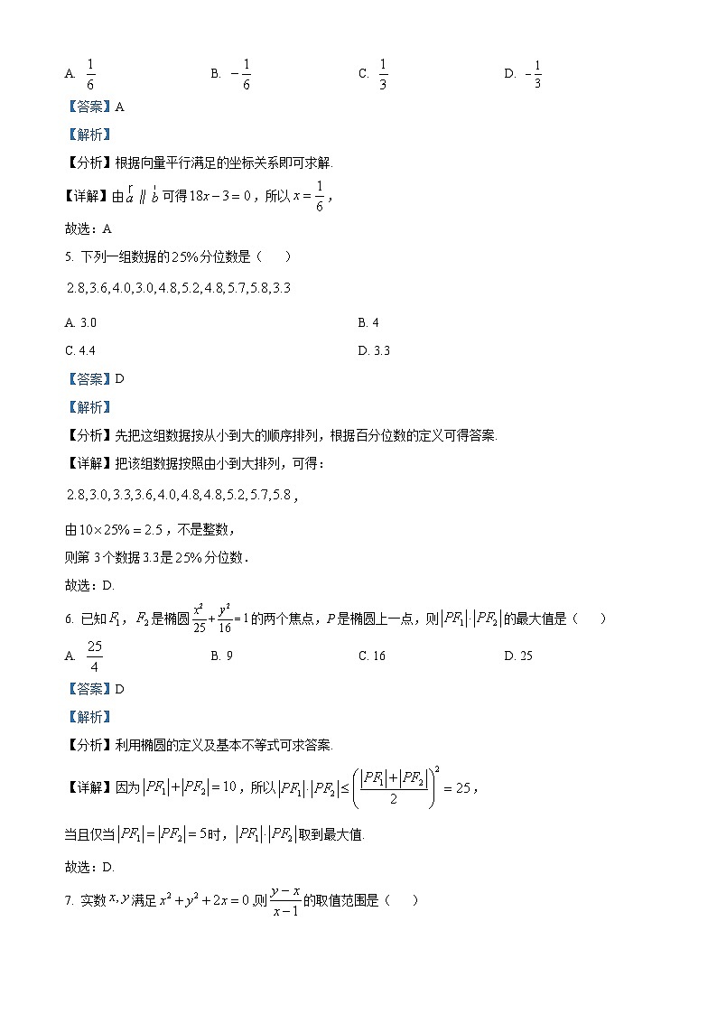 精品解析：湖南省长沙市第一中学2023-2024学年高二上学期第一阶段性检测数学试题（解析版）第3页